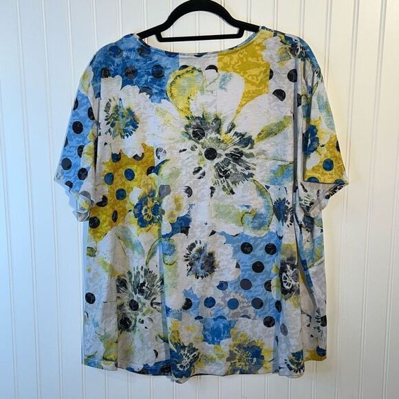 Allison Daley Pullover Top Women 3Xlarge Embellished Rhinestone Floral Short SLV - Picture 7 of 10